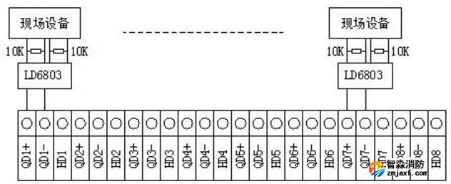 利達LD9203EN聯動控制盤二線制接線